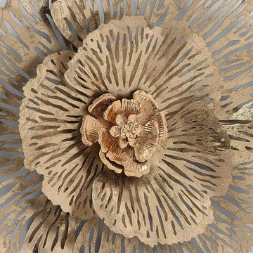 European Hollow-Out Peony Flower Gold Pendant Sofa Background Metal Wall Decor